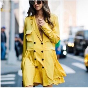 Marissa Webb Elise Long Sleeve Silk Mini Dress Canary Yellow